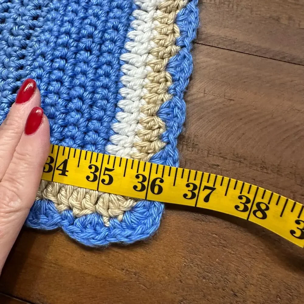 Handmade Crochet Knitted Puppy Dog Baby Blanket Blue 34x36 Nursery Decor